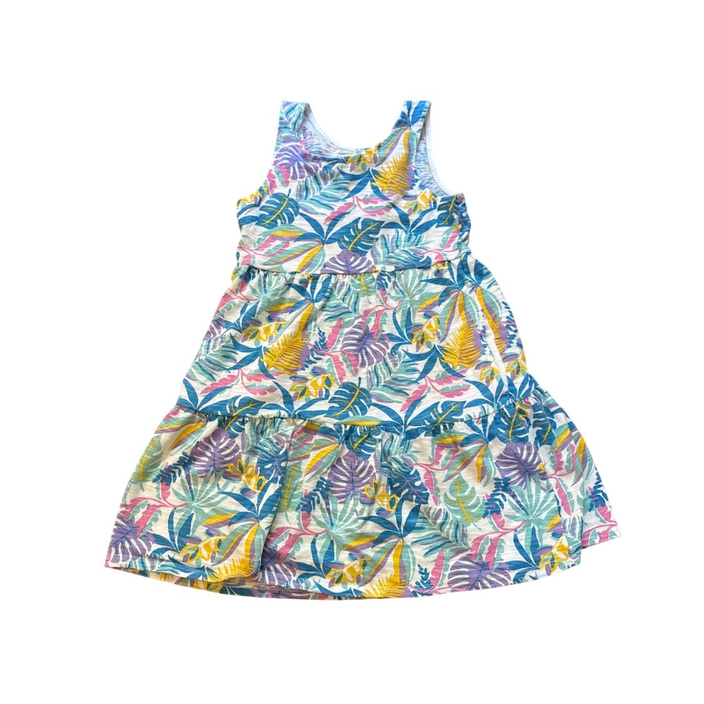 Wonder Nation Tiered Dress‎ Kids Multicolor Tropical Leaf Print SIZE 7-8